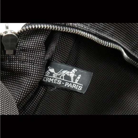 Hermès Paris Herline MM Tote in Black/Grey Canvas